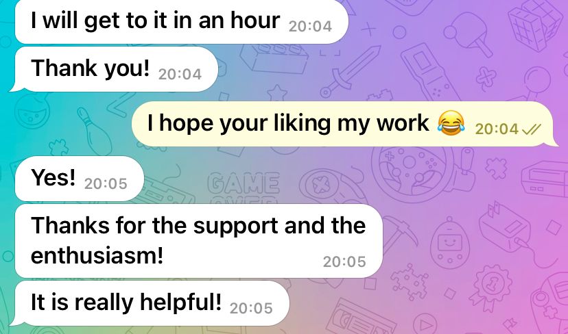 Client testimonial: Thanks for the support and the enthusiasm! It is really helpful!